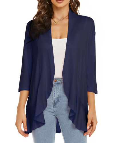 Street-wave Signature Cardigan For Women, Draped Open Front, Effortless Everyday Style