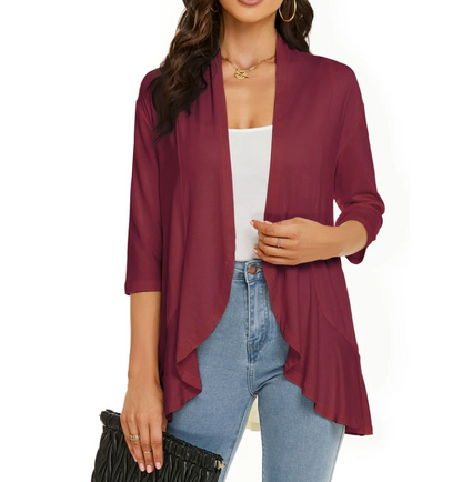 Street-wave Signature Cardigan For Women, Draped Open Front, Effortless Everyday Style