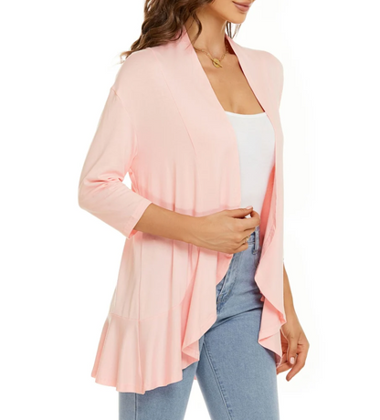Street-wave Signature Cardigan For Women, Draped Open Front, Effortless Everyday Style