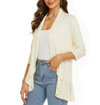 Street-wave Signature Cardigan For Women, Draped Open Front, Effortless Everyday Style