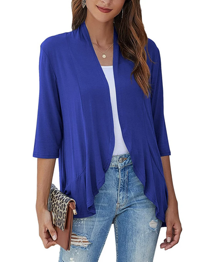 Street-wave Signature Cardigan For Women, Draped Open Front, Effortless Everyday Style