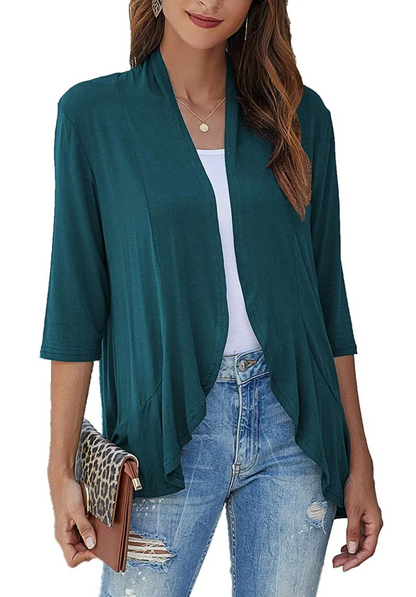 Street-wave Signature Cardigan For Women, Draped Open Front, Effortless Everyday Style