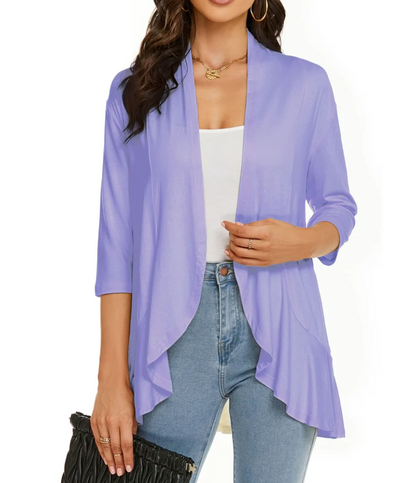 Street-wave Signature Cardigan For Women, Draped Open Front, Effortless Everyday Style