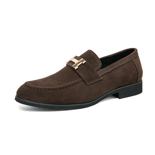ModeMann Men's Suede Loafers With Horsebit Buckle Premium Comfort For Business And Casual