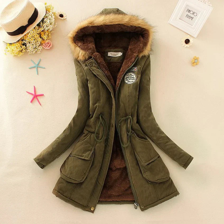 Street-wave Cozy Insulated Hooded Winter Coat For Women With Fur Trim Warm Puffer Jacket
