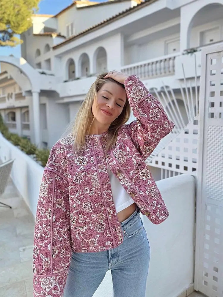 Street-Wave Women's Floral Quilted Jacket With Elegant Pattern And Cozy Comfort Everyday