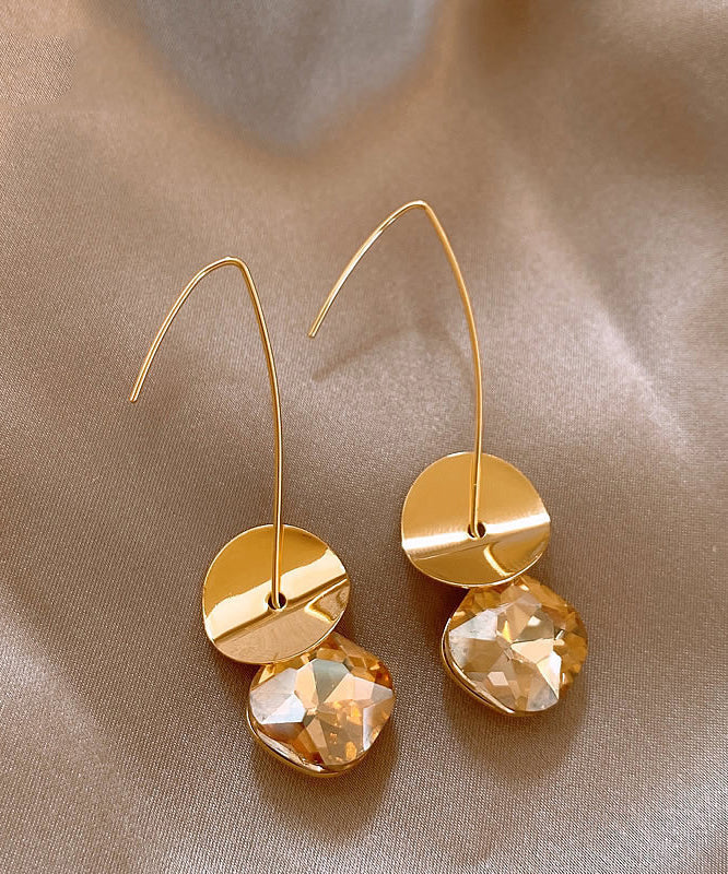 Boucles d'oreilles pendantes en alliage de cuivre et zircons à paillettes en or 2025 - Street-Wave