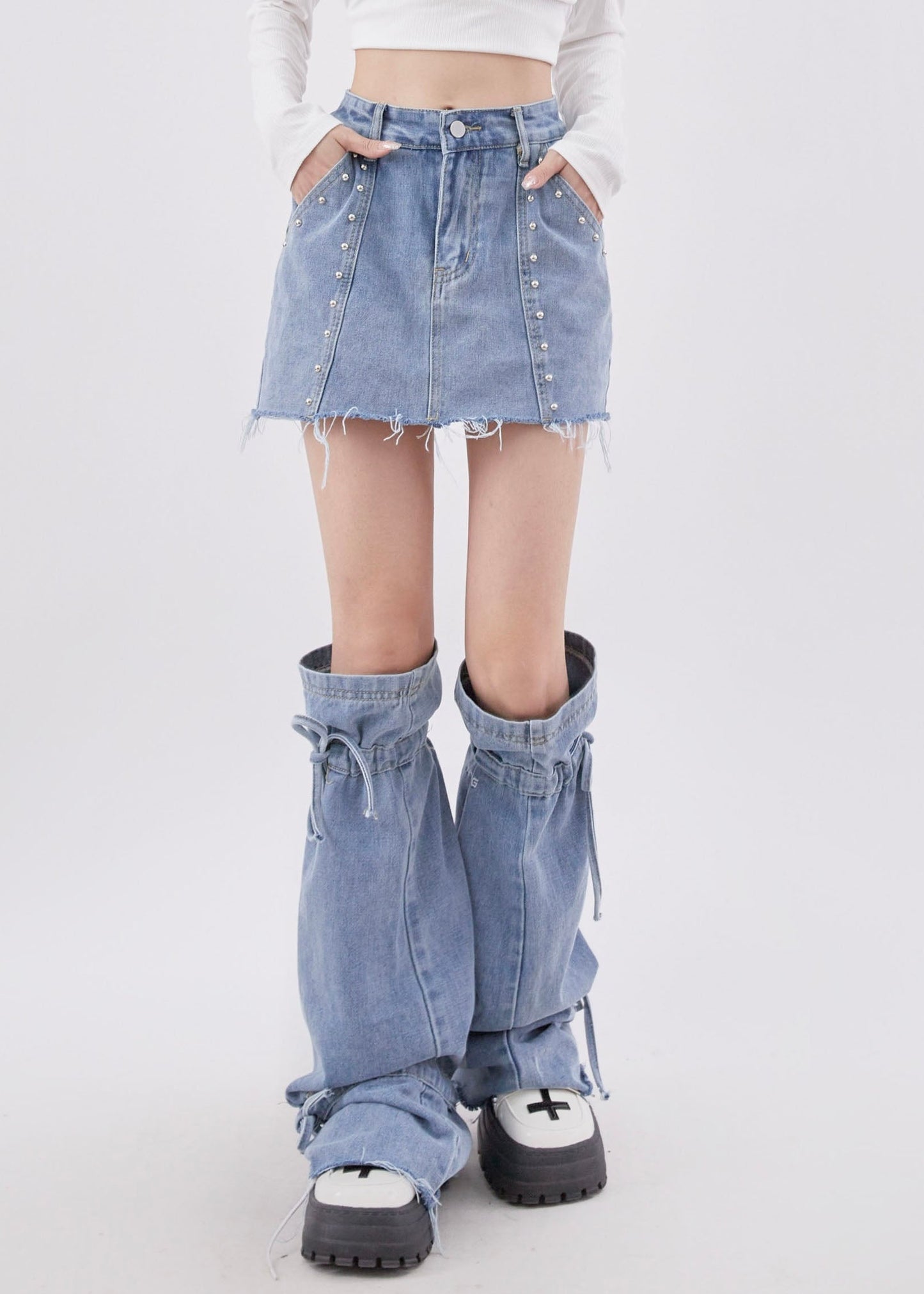Ensemble deux pièces jupe courte en jean de style américain 2025 - Street-Wave