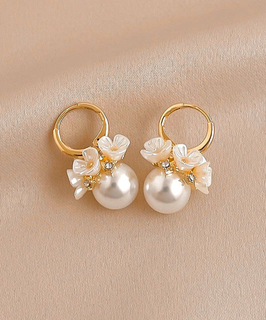 Boucles d'oreilles créoles florales en alliage de cuivre et or, perles de zircone, nouveauté 2025 - Street-Wave