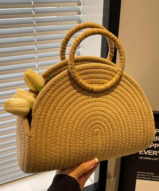 Sac fourre-tout polyvalent en paille tissée kaki 2025 - Street-Wave