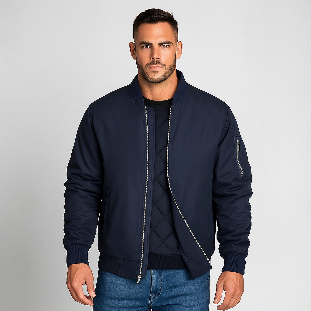 Street-wave Men's Bomber Jacket Classic Style With Modern Design Versatile Cold Weather Wear