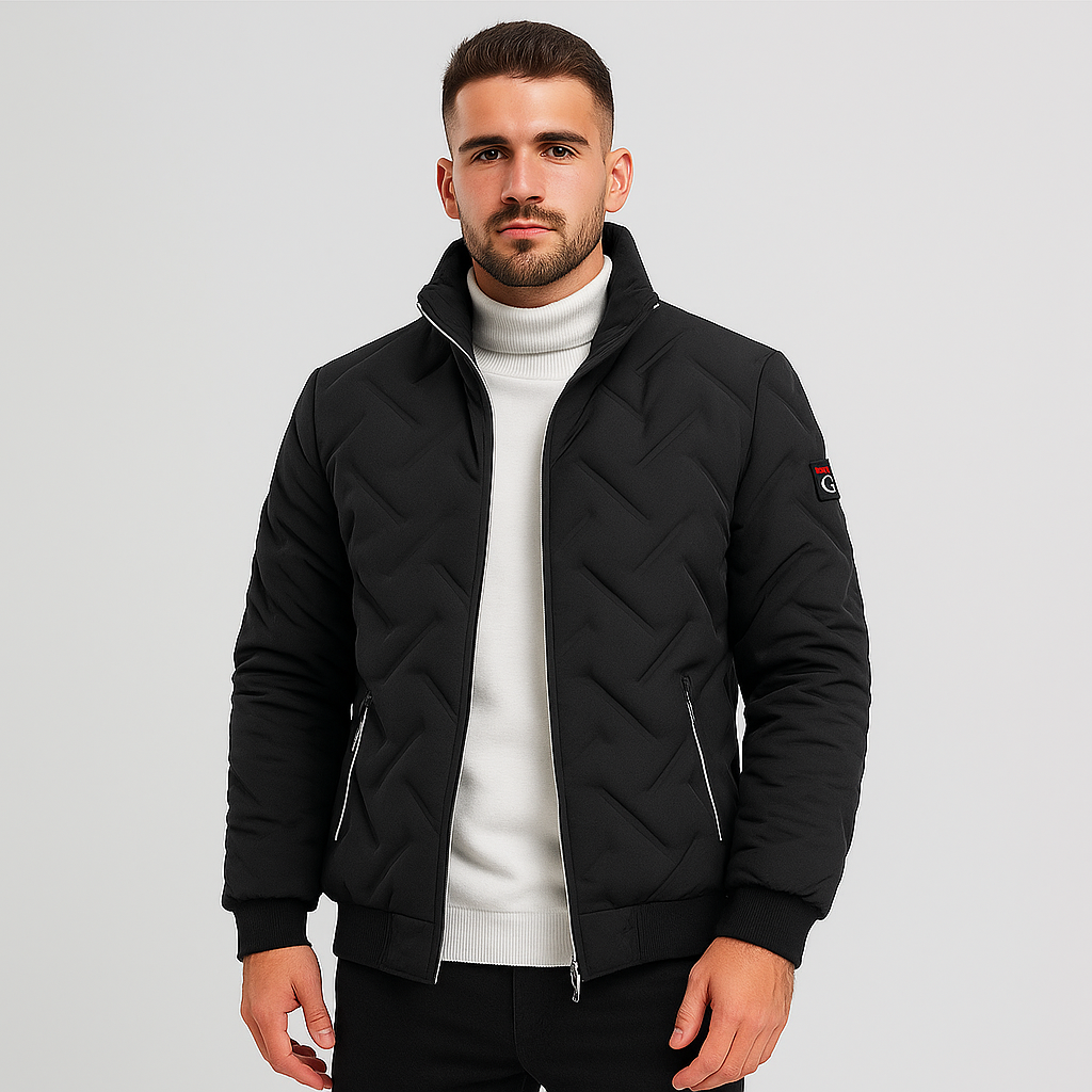 Street-wave Padded Quilted Jacket For Men With Zipper Urban Warmth And Everyday Comfort