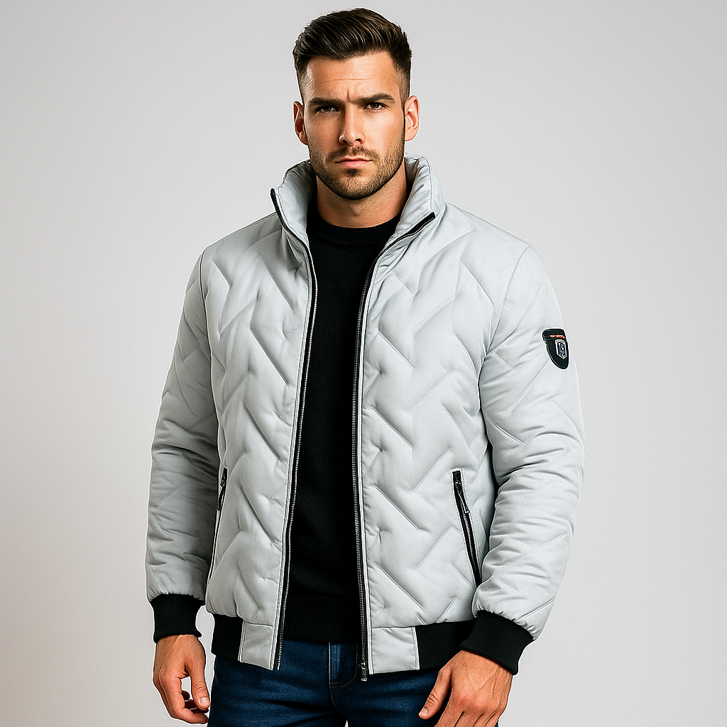 Street-wave Padded Quilted Jacket For Men With Zipper Urban Warmth And Everyday Comfort