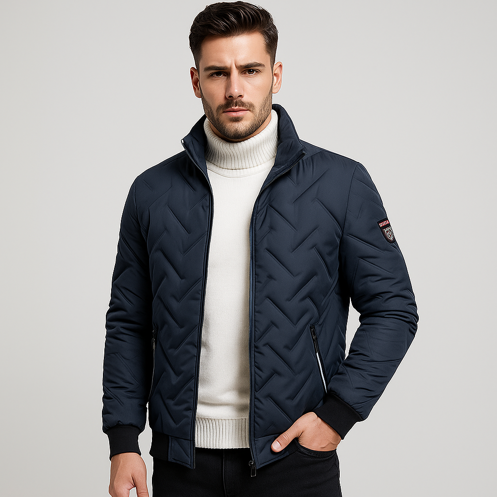 Street-wave Padded Quilted Jacket For Men With Zipper Urban Warmth And Everyday Comfort
