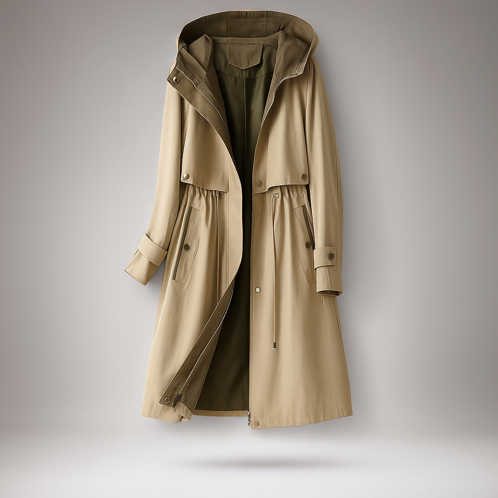Street Wave Long Trench Coat For Women With Adjustable Hood Isolde Edition Lightweight All Weather Versatile