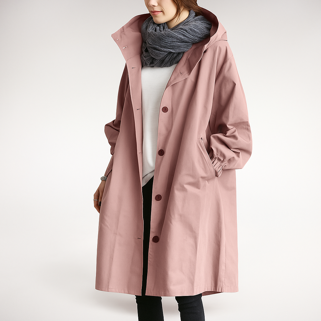 Street Wave Oversized Trench Coat With Lightweight Hood For Women Versatile All Weather Essential