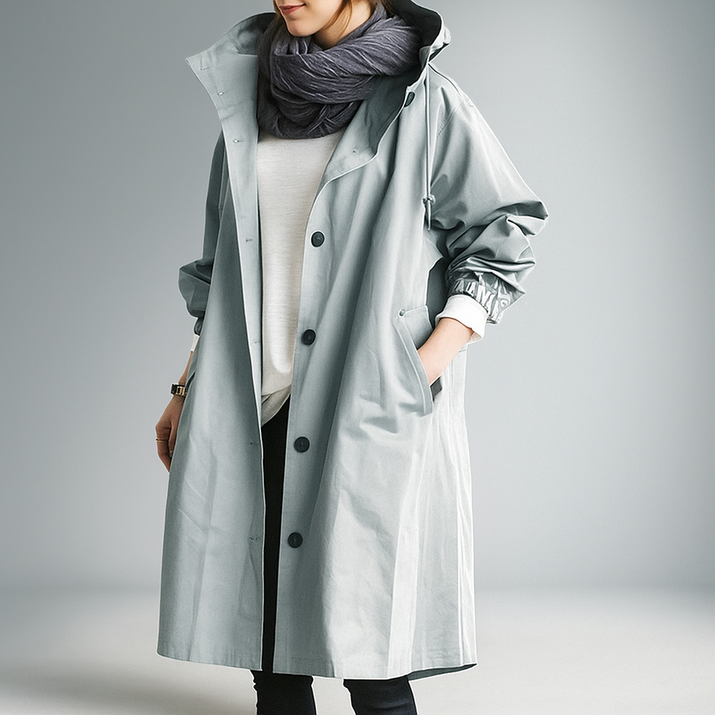 Street Wave Oversized Trench Coat With Lightweight Hood For Women Versatile All Weather Essential