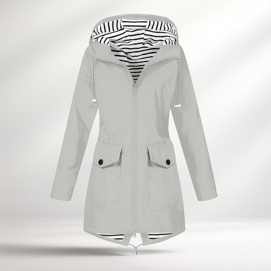 Street-wave Women Lightweight Waterproof Coat With Adjustable Hood Jade Weatherproof And Stylish