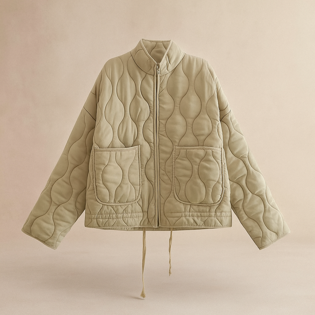 Streetwave Quilted Jacket Lightweight With Modern Wave Stitching For Urban Streetwear Fans