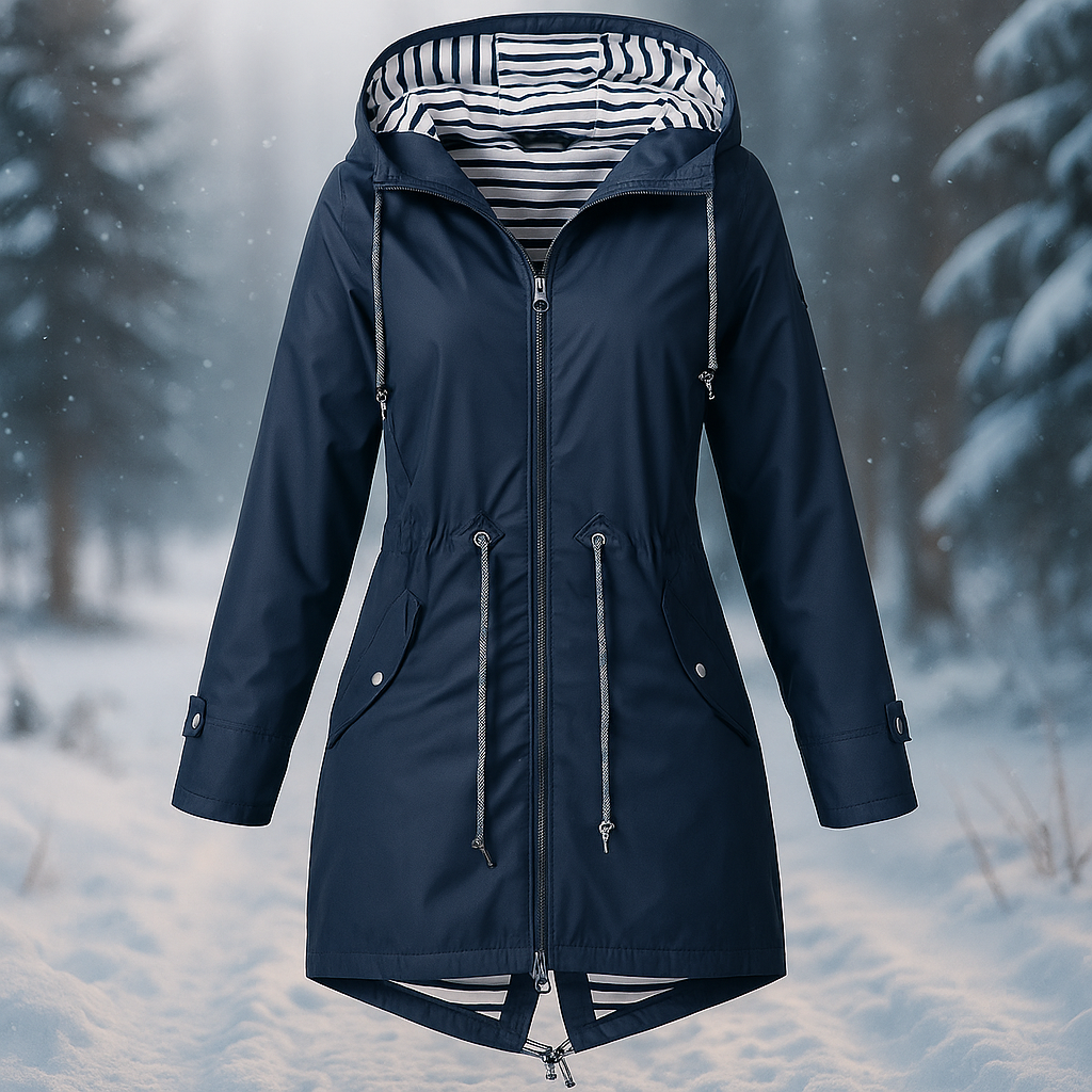 Street-wave Waterproof Womens Jacket With Adjustable Hood And Long Cut For Rainy Days And Wind