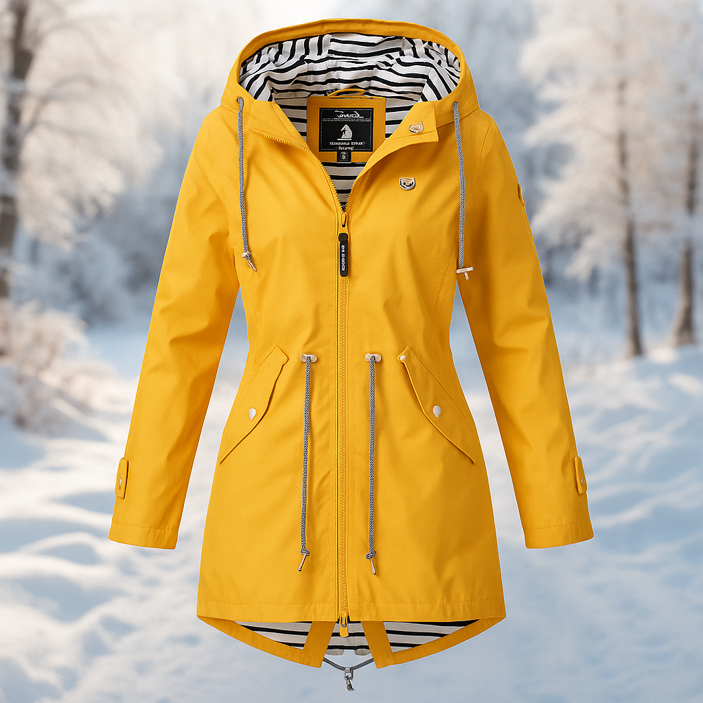 Street-wave Waterproof Womens Jacket With Adjustable Hood And Long Cut For Rainy Days And Wind