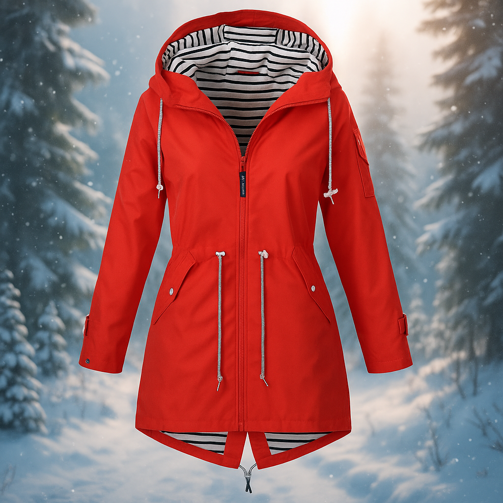 Street-wave Waterproof Womens Jacket With Adjustable Hood And Long Cut For Rainy Days And Wind