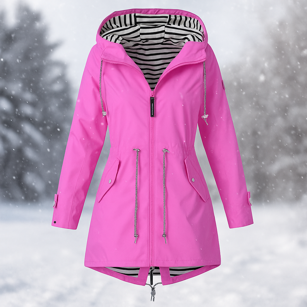Street-wave Waterproof Womens Jacket With Adjustable Hood And Long Cut For Rainy Days And Wind