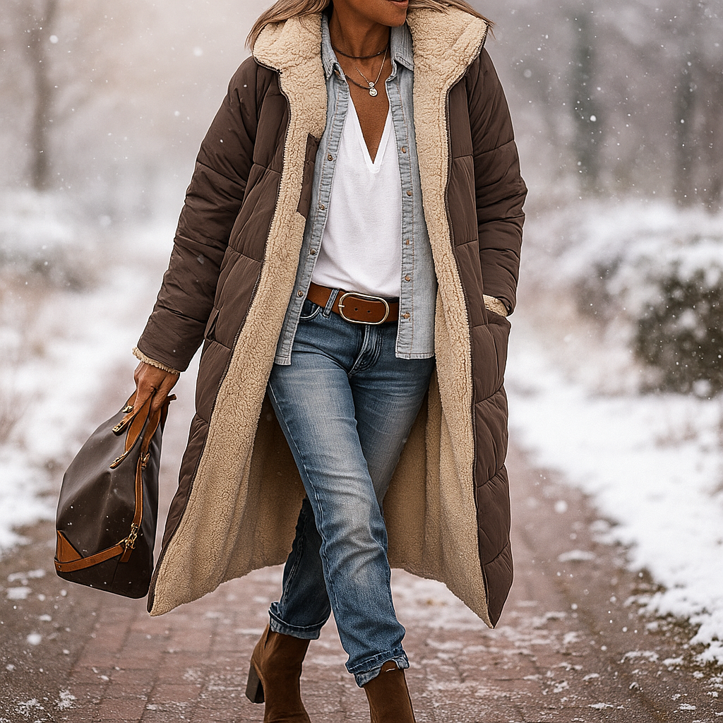 Street-wave Womens Long Quilted Puffer Coat With Ultra Warm Lining For Winter Everyday Warmth And Style