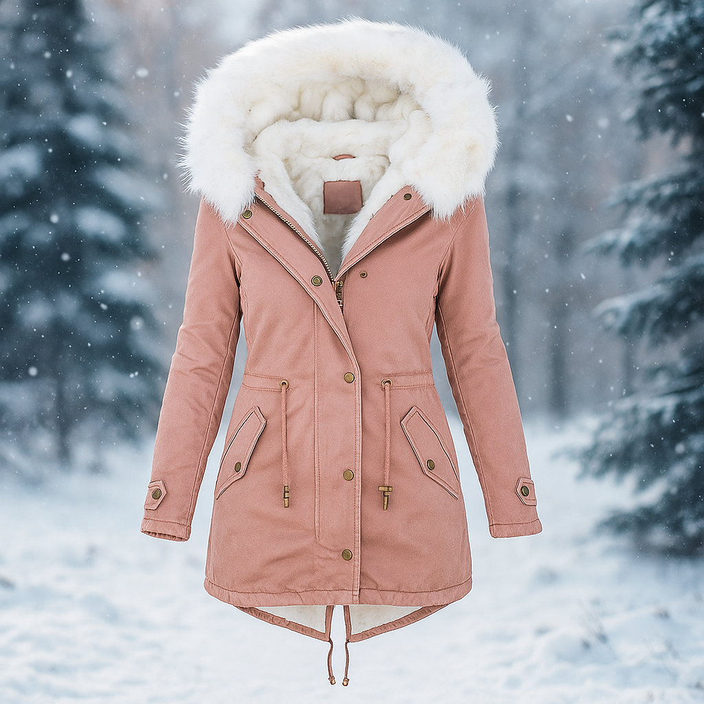 Street-Wave Hooded Winter Parka With Faux Fur Trim For Women Warm Structured Coat