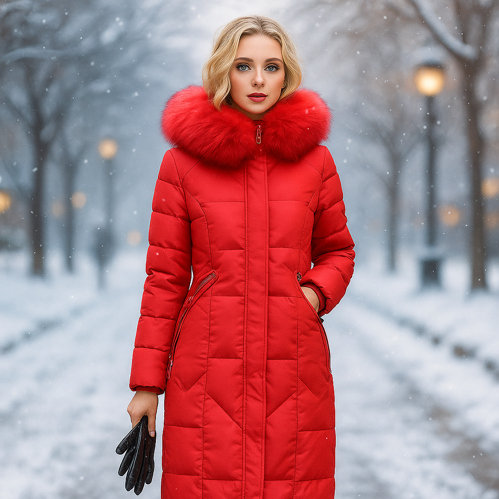 Street-wave Long Quilted Coat With Hood And Fur Trim For Women Winter Warmth And Cozy Luxury