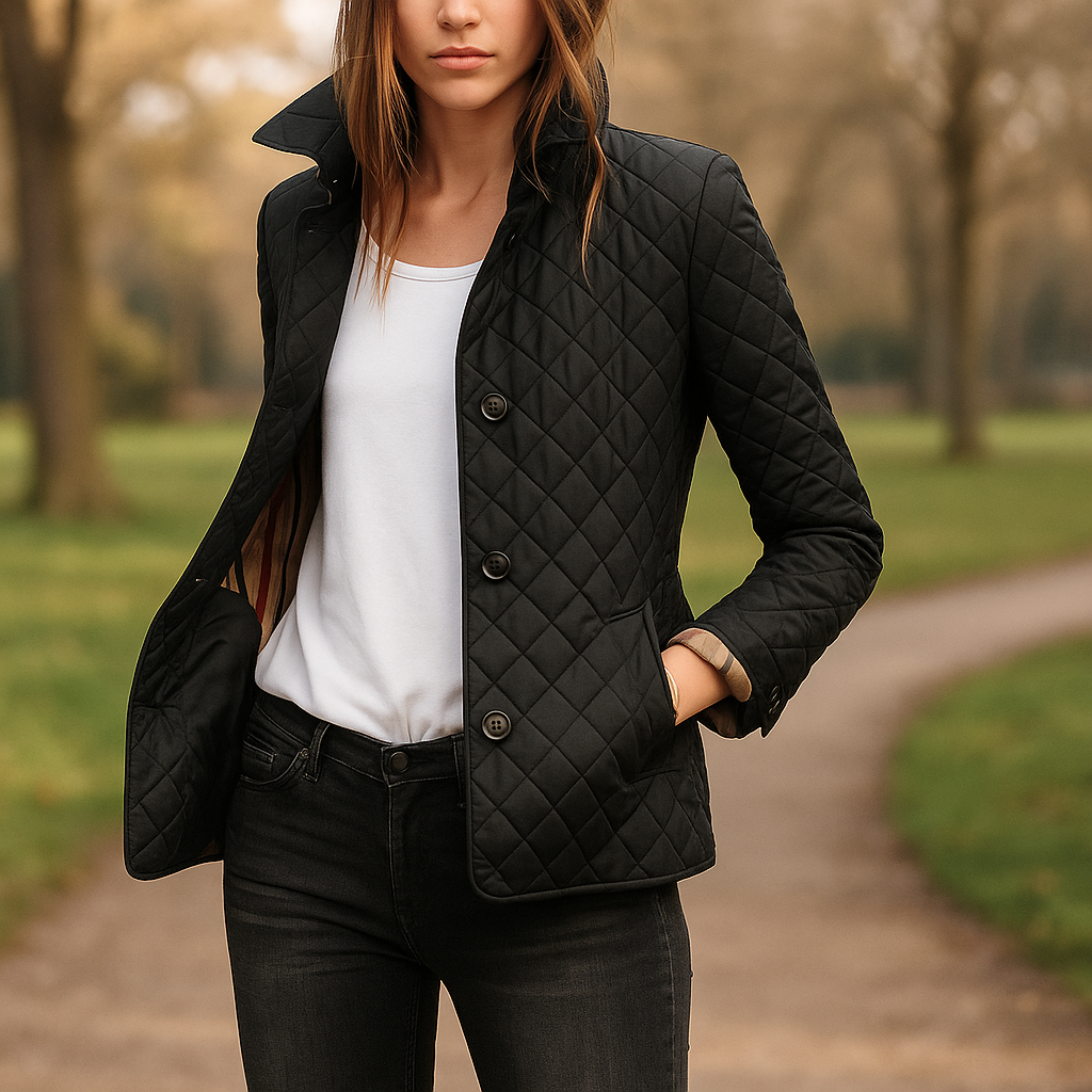 Street-wave Quilted Women’s Jacket With Buttons Lightweight Warmth Timeless Diamond Stitch For Women
