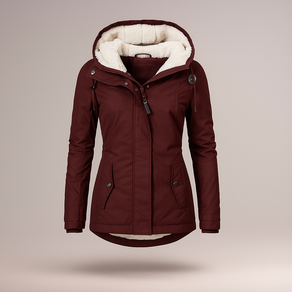 Street-Wave Women's Fleece Jacket With Adjustable Hood For Cold Weather Comfort And Warm Sherpa Lining
