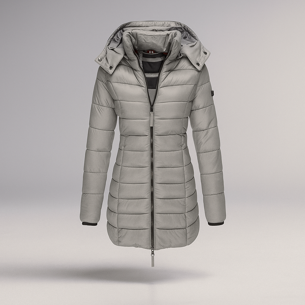 Street-Wave Long Puffer Coat For Women With Removable Hood Insulated Winter Jacket