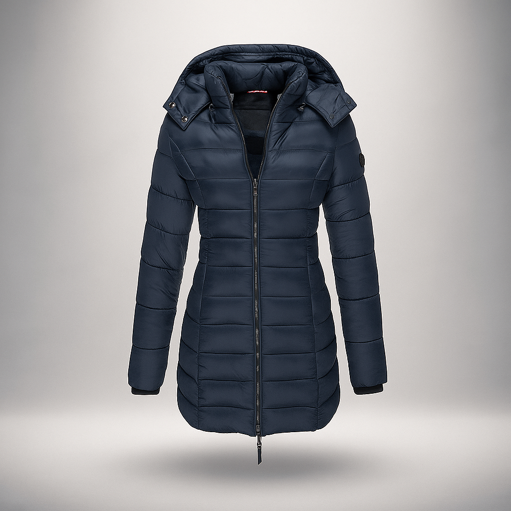 Street-Wave Long Puffer Coat For Women With Removable Hood Insulated Winter Jacket