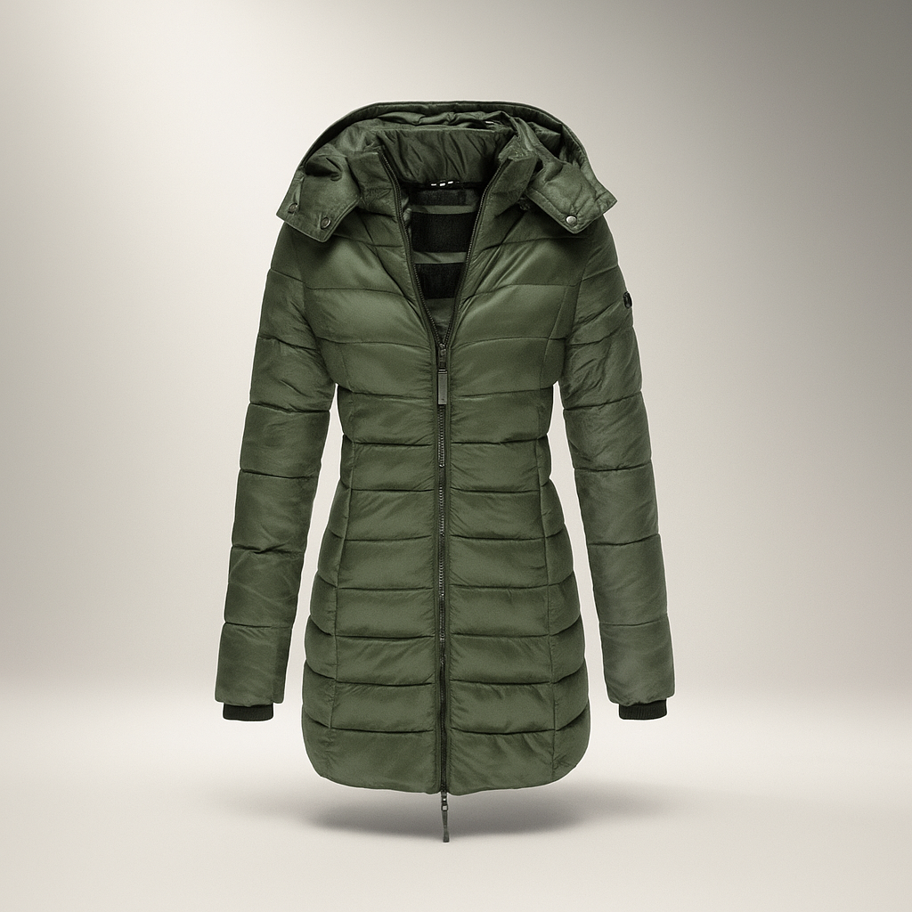 Street-Wave Long Puffer Coat For Women With Removable Hood Insulated Winter Jacket