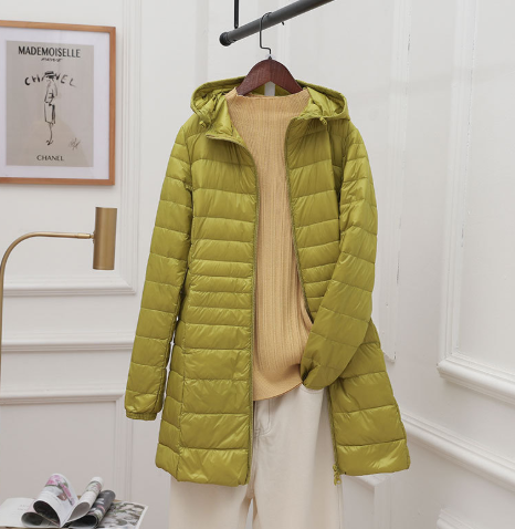 Mutualdropshopping Unisex Lightweight Down Jacket Medium Length Ultra Warm