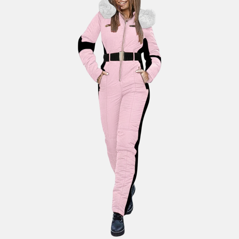 Street Wave Womens Ski Suit Belted One Piece Plush Hood