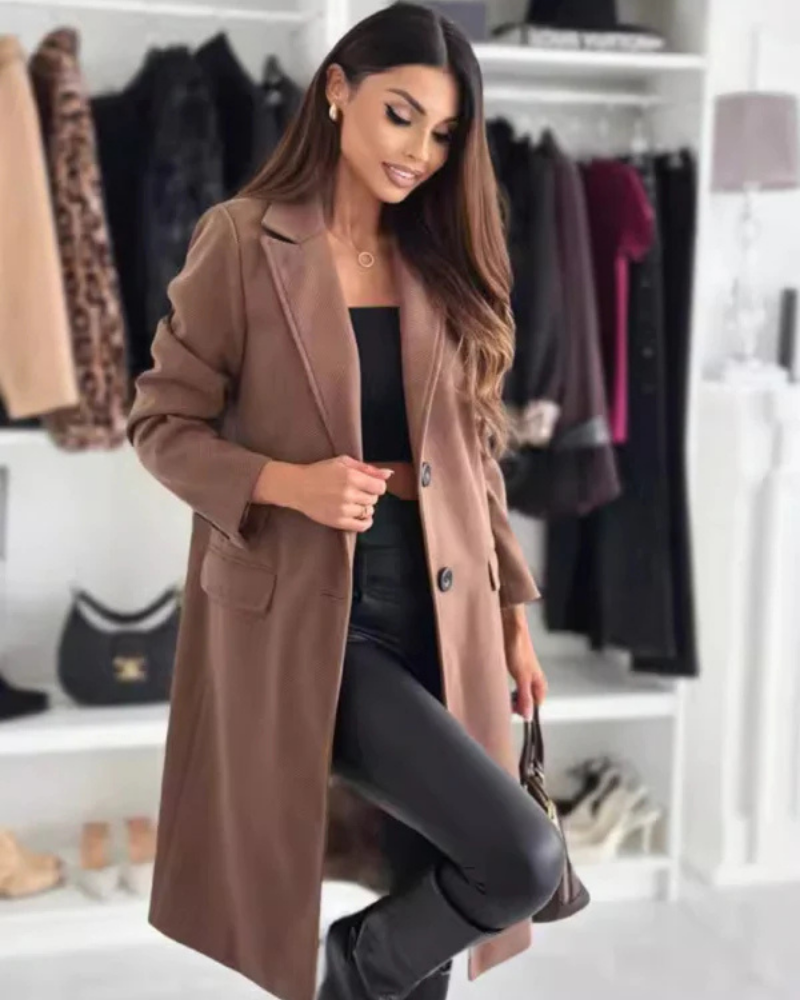 Street-Wave Elegant Long Coat For Women Timeless Style Cozy Warmth Versatile Winter Outerwear