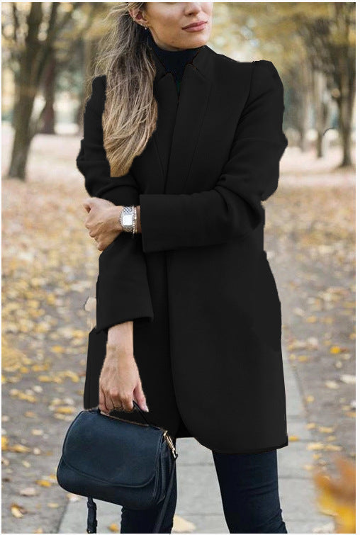 Streetwave Womens Camel Coat With Stand Collar Elegant Tailored Fit For Office And Formal Wear