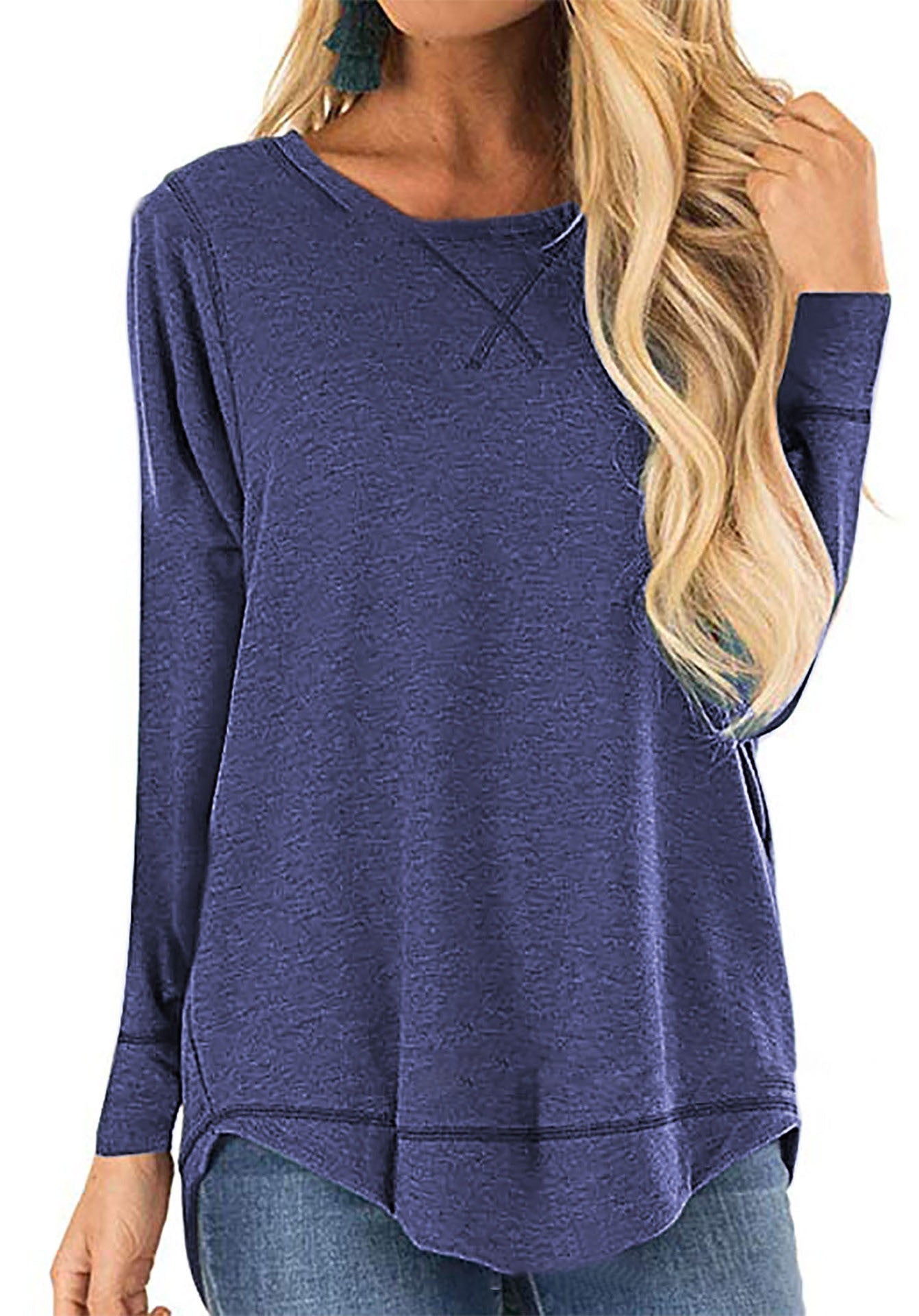Street-wave Womens Breathable Cotton Long Sleeve Shirt With Side Slits For Everyday Comfort