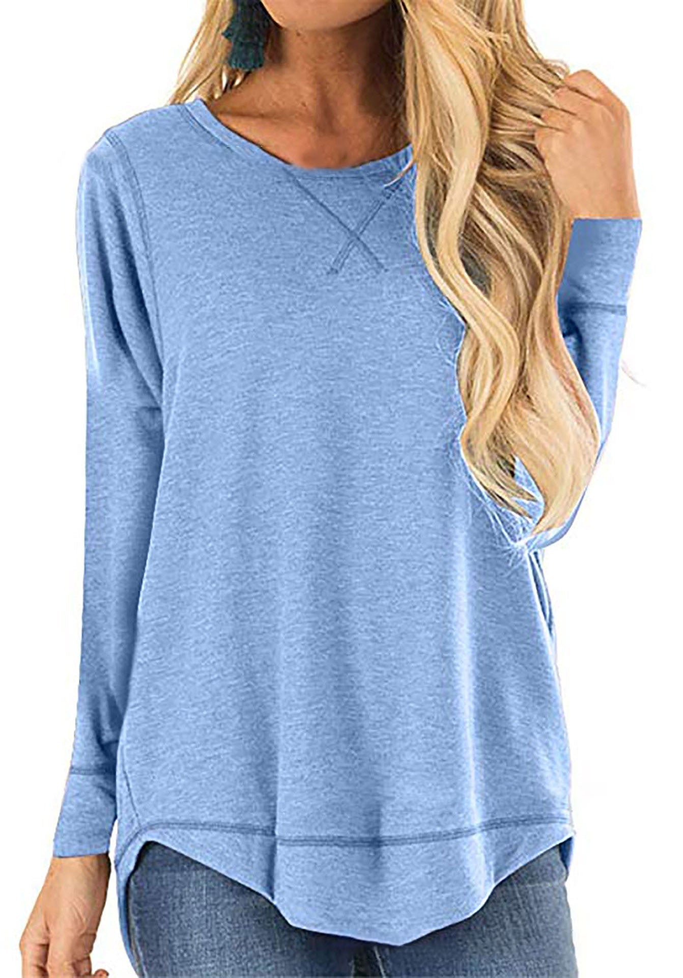 Street-wave Womens Breathable Cotton Long Sleeve Shirt With Side Slits For Everyday Comfort