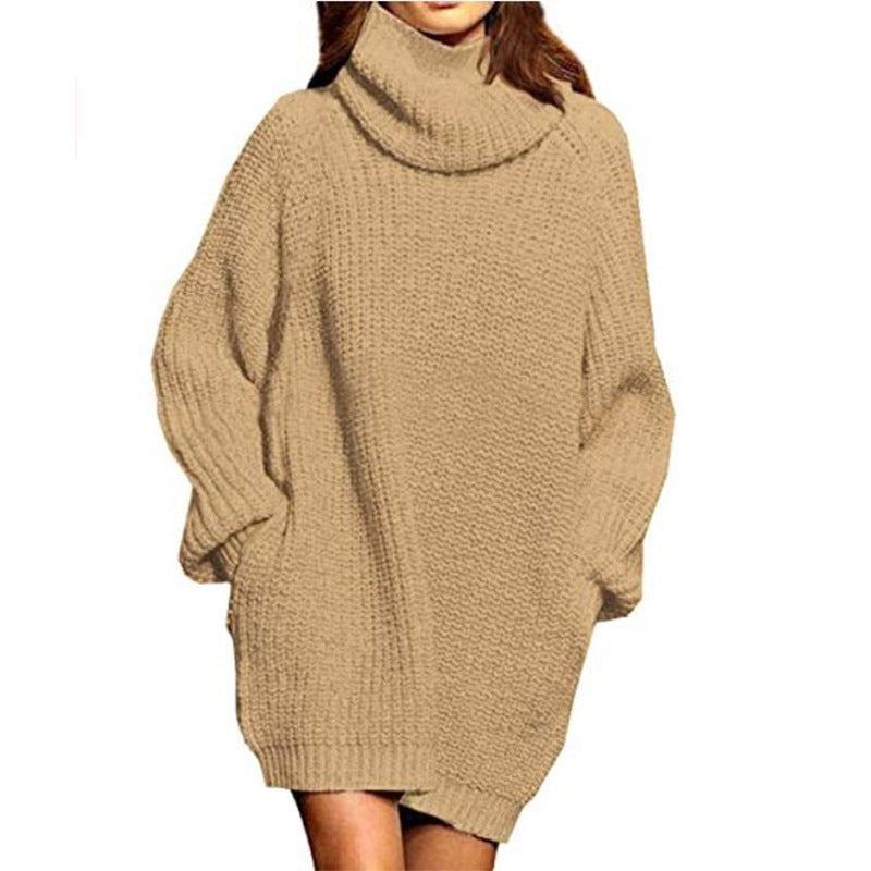 Street Wave Womens Oversized Knit Sweater With High Collar Cozy Soft Knit Winter Fashion for Women