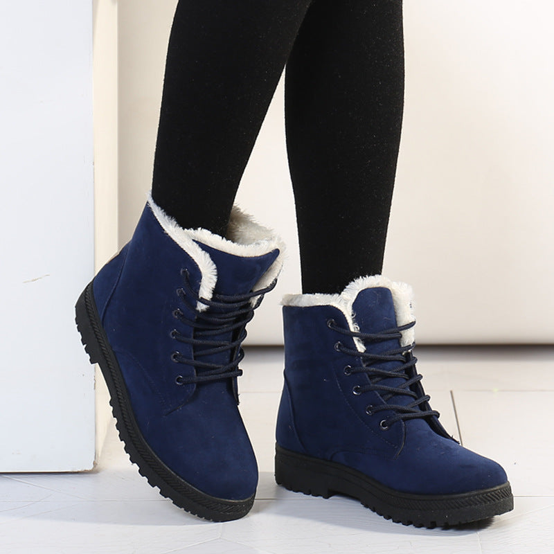Street-wave Suede Ankle Boots With Faux Fur Trim Lace-Up Winter Warmth For Women