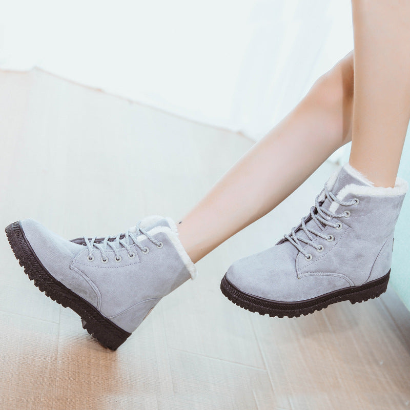 Street-wave Suede Ankle Boots With Faux Fur Trim Lace-Up Winter Warmth For Women