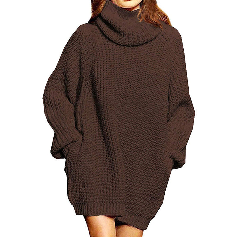 Street Wave Womens Oversized Knit Sweater With High Collar Cozy Soft Knit Winter Fashion for Women