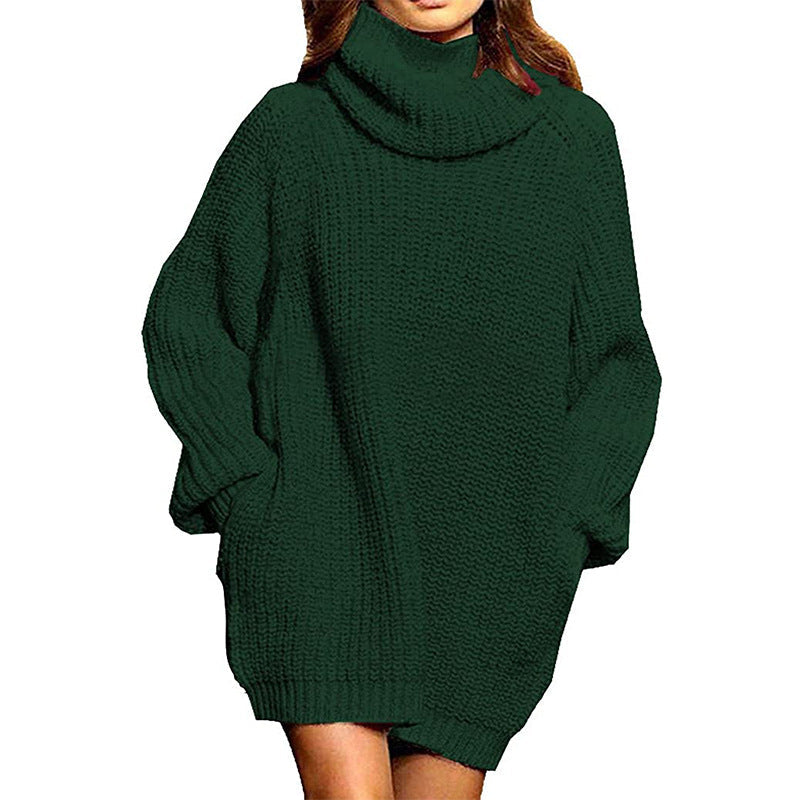 Street Wave Womens Oversized Knit Sweater With High Collar Cozy Soft Knit Winter Fashion for Women