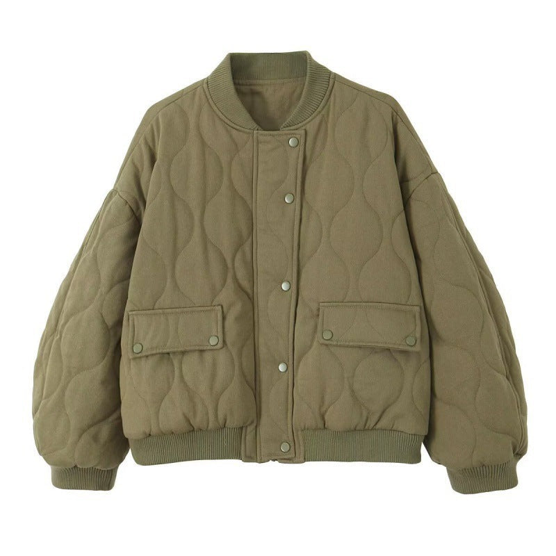 Street-wave Women's Quilted Bomber Jacket With Warmth, Subtle Shine, And Everyday Style