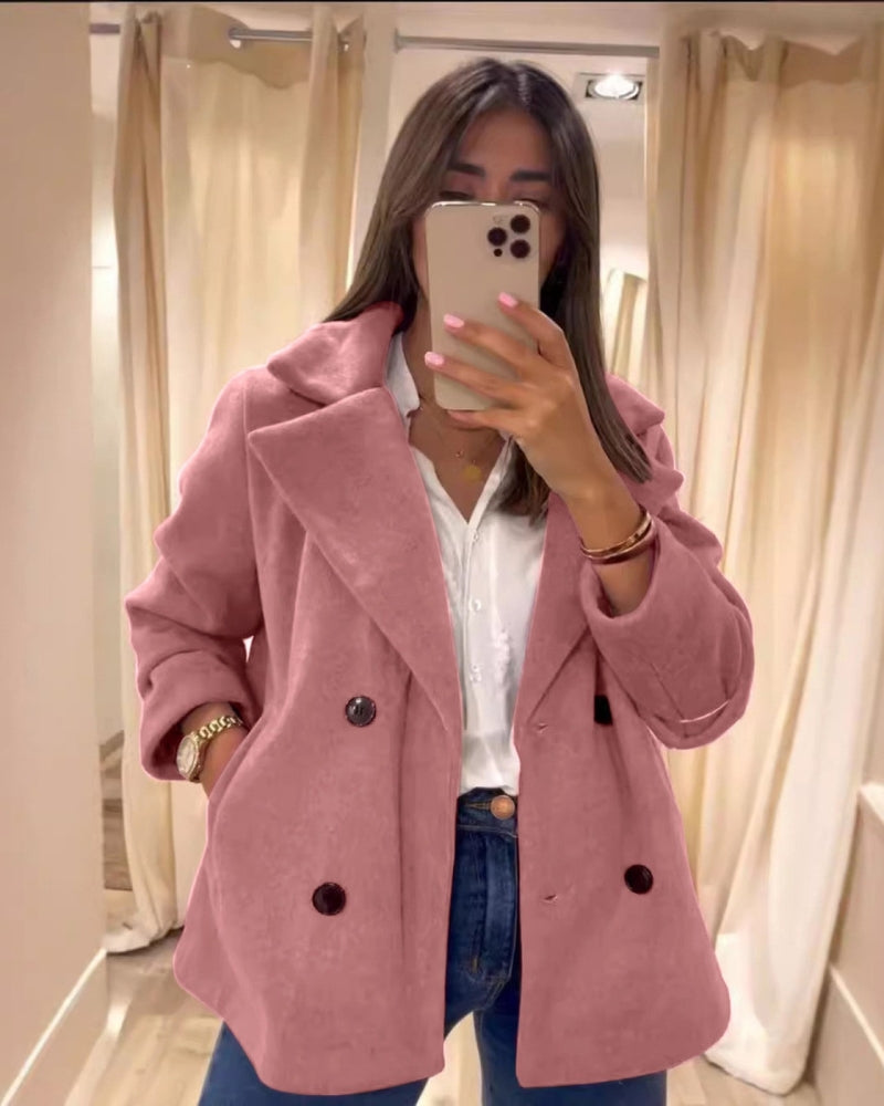 Street Wave Willow Blush Transition Coat For Women Cozy Warmth With Double Breasted Chic