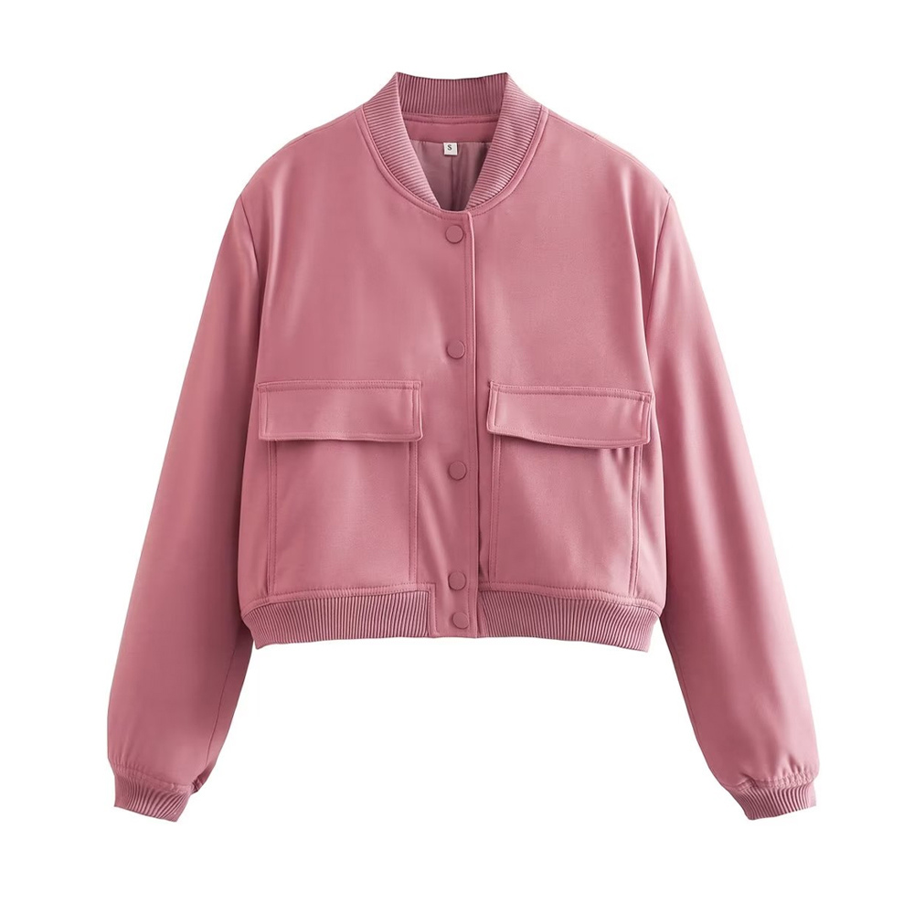 Streetwave Liselotte Bomber Jacket For Women Timeless Style With Ribbed Cuffs And Snap Button Closure