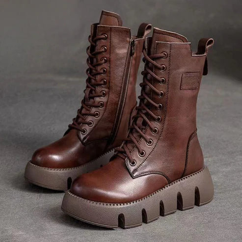 Street-Wave Women Winter Boots With Side Zip And Laces Lightweight Non Slip Sole For Fashionable Winter Looks